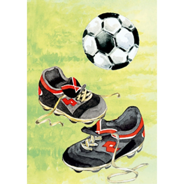 Wenskaart voetbalschoenen voetbal