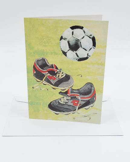 Wenskaart voetbalschoenen voetbal