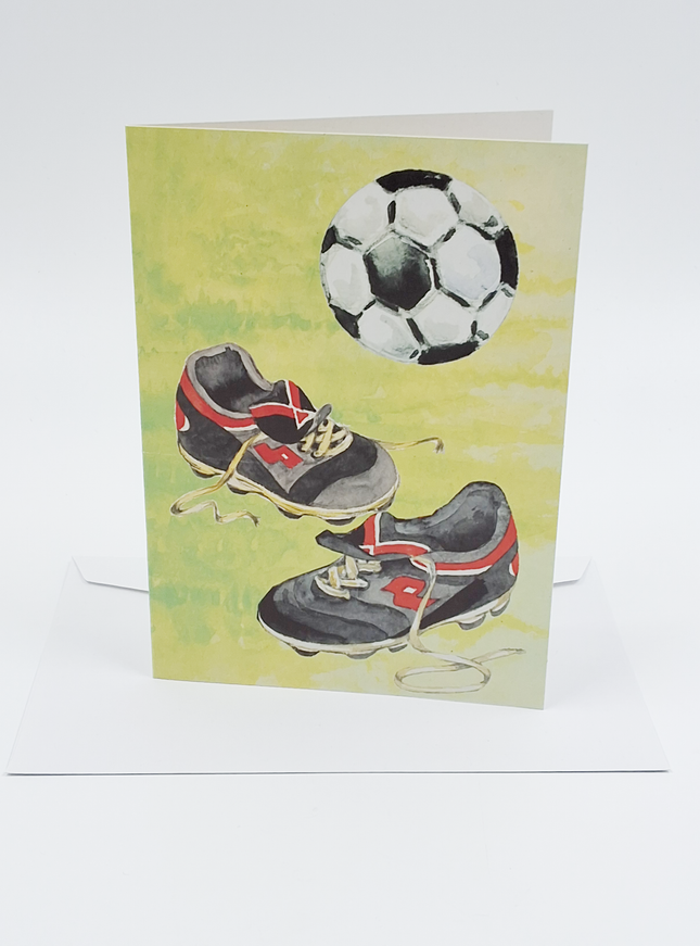 Wenskaart voetbalschoenen voetbal