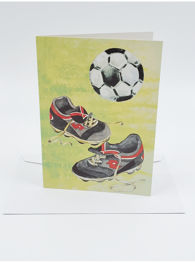 Wenskaart voetbalschoenen voetbal