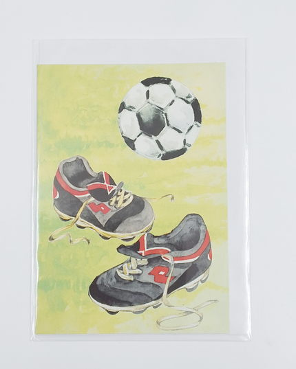 Wenskaart voetbalschoenen voetbal
