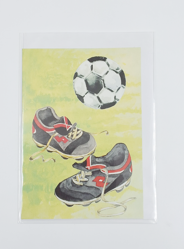 Wenskaart voetbalschoenen voetbal