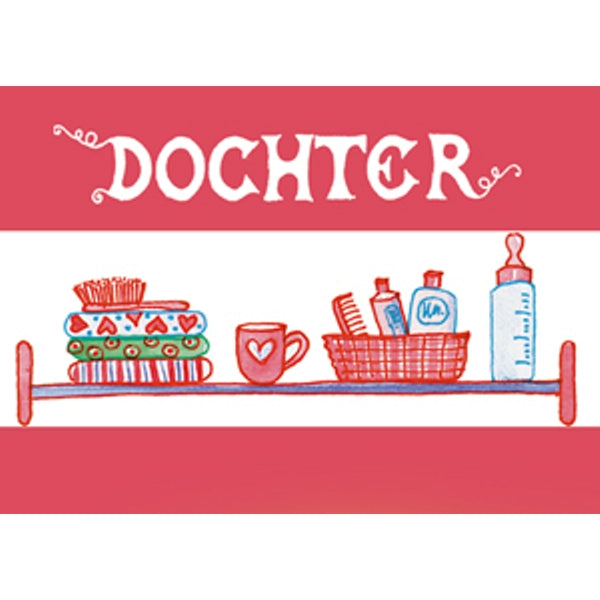 Wenskaart roze dochter geboorte