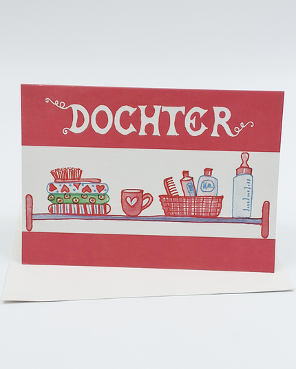 Wenskaart roze dochter geboorte