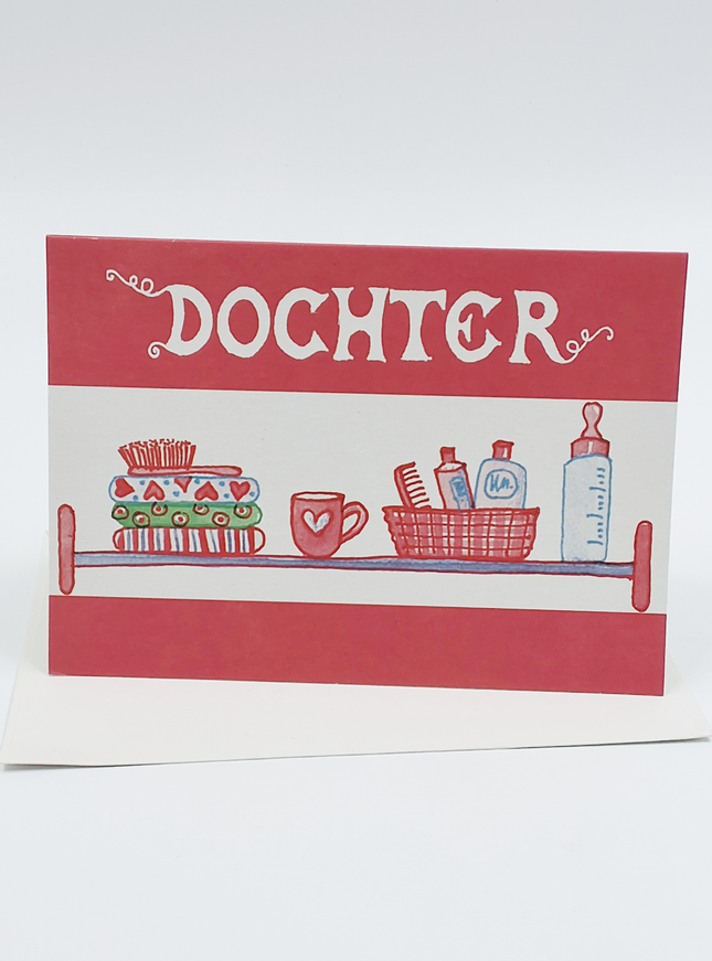 Wenskaart roze dochter geboorte