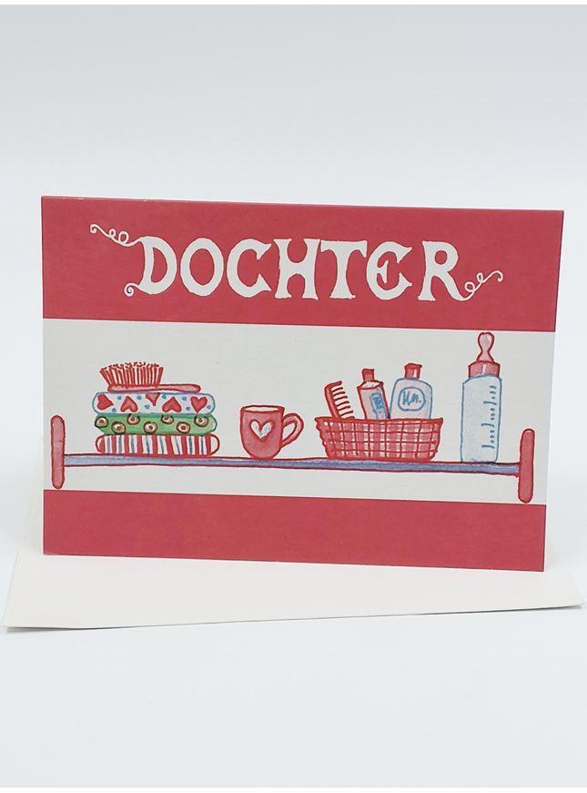 Pink daughter birth greeting card