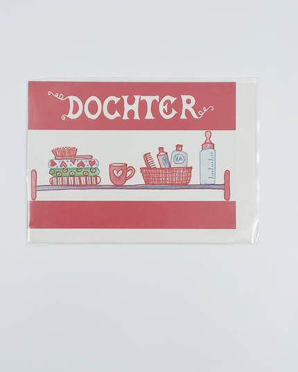 Wenskaart roze dochter geboorte