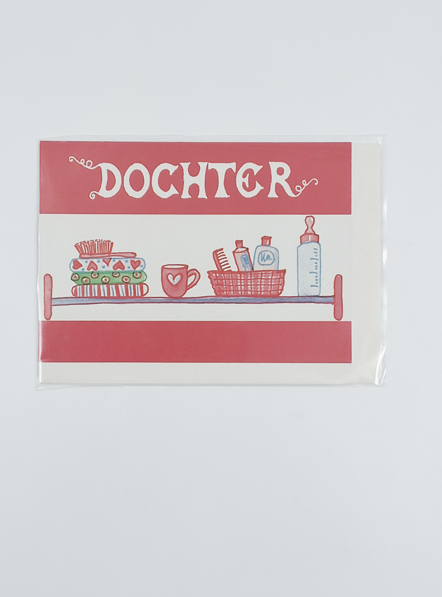 Wenskaart roze dochter geboorte