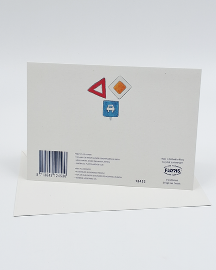 Wenskaart auto, proficiat met je rijbewijs