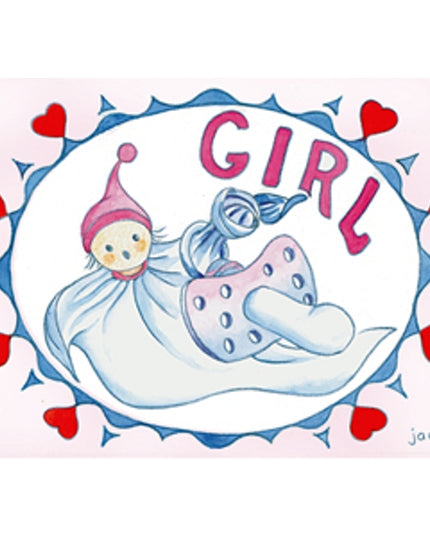 Wenskaart pop girl geboorte