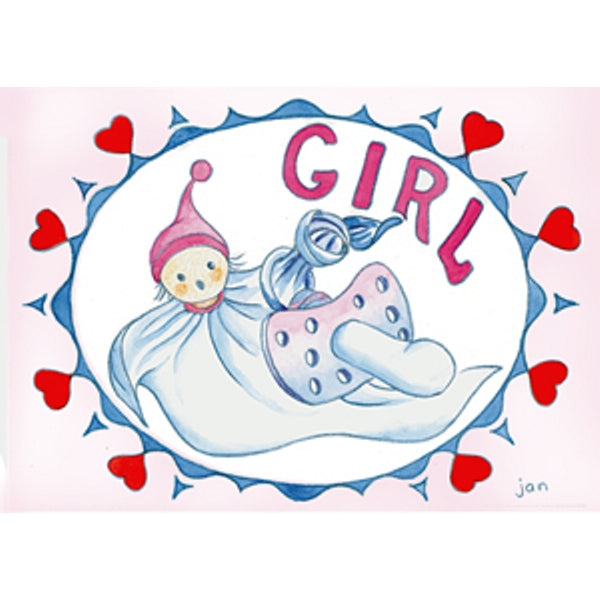Wenskaart pop girl geboorte