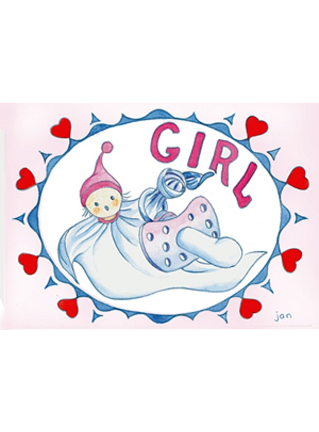 Greeting card doll girl birth