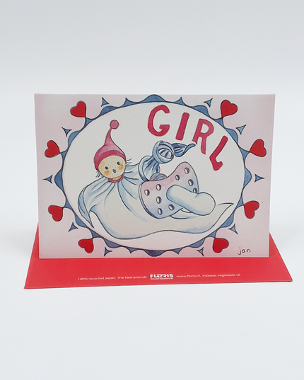 Wenskaart pop girl geboorte