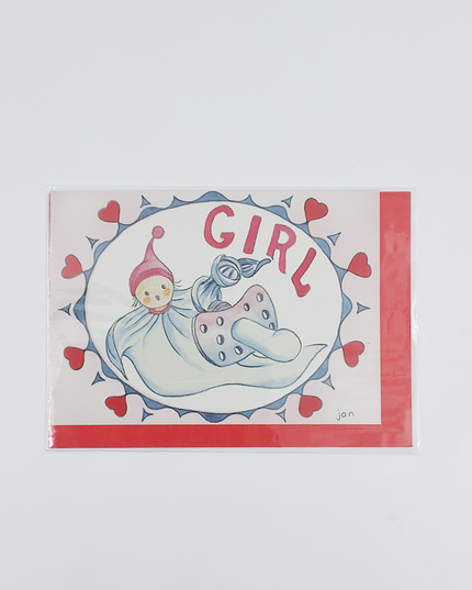 Wenskaart pop girl geboorte