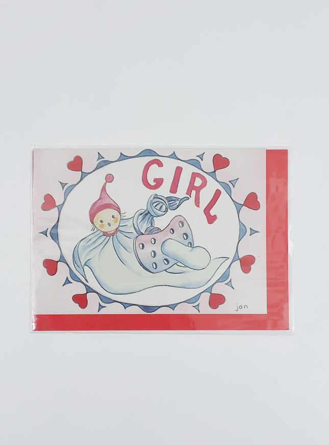 Wenskaart pop girl geboorte