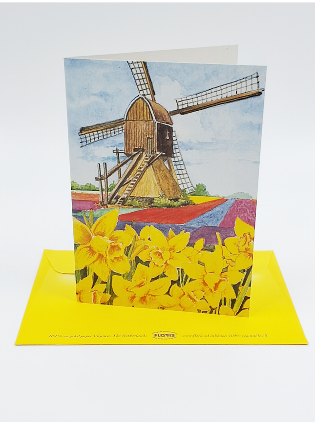 Greeting card daffodils mill