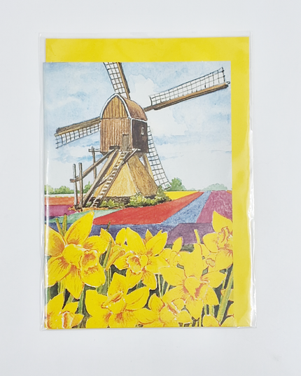 Wenskaart narcissen molen