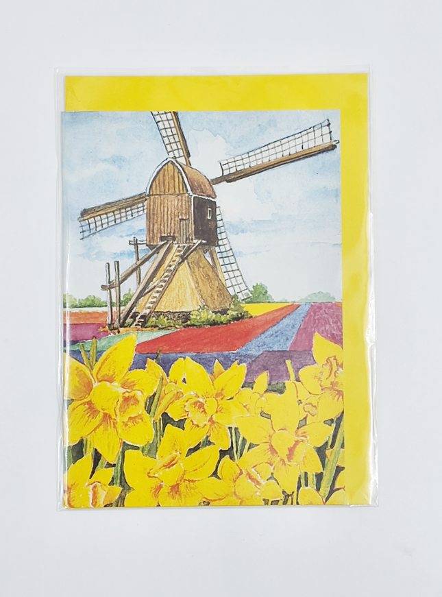 Wenskaart narcissen molen