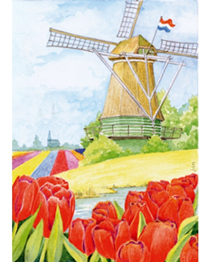 Wenskaart tulpen molen
