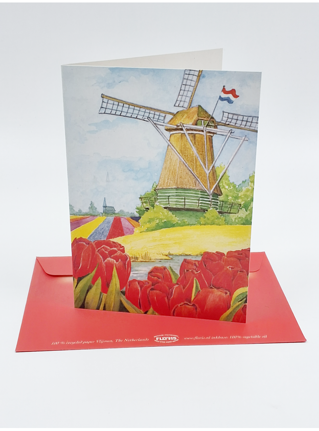 Wenskaart tulpen molen