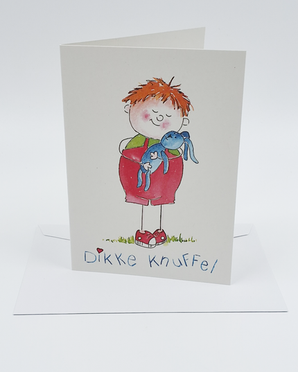 Wenskaart jongen, dikke knuffel