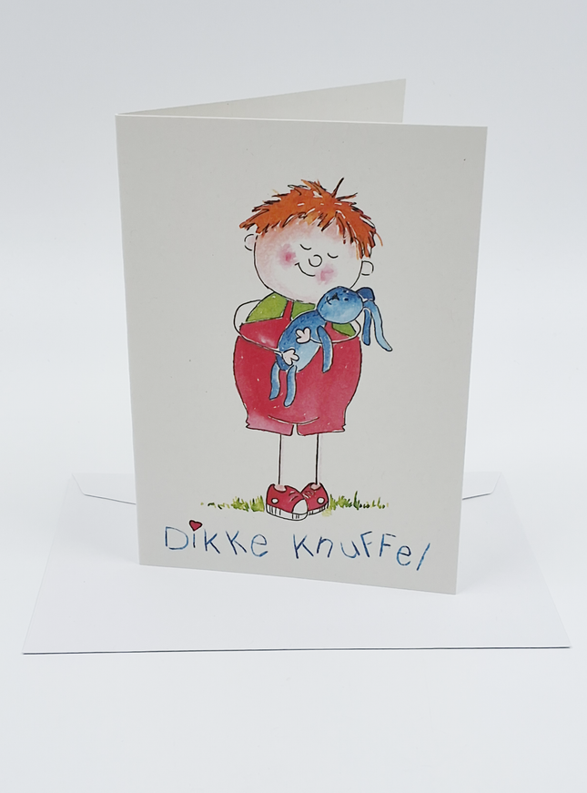 Wenskaart jongen, dikke knuffel