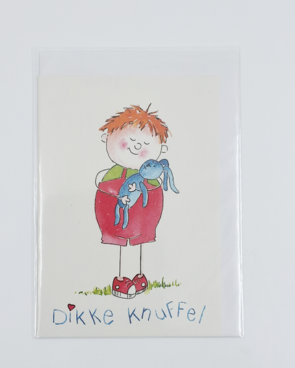 Wenskaart jongen, dikke knuffel