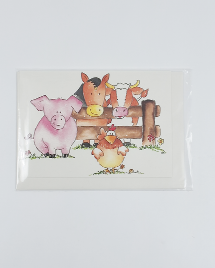 Wenskaart boerderijdieren