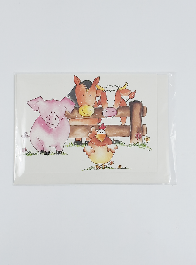 Wenskaart boerderijdieren