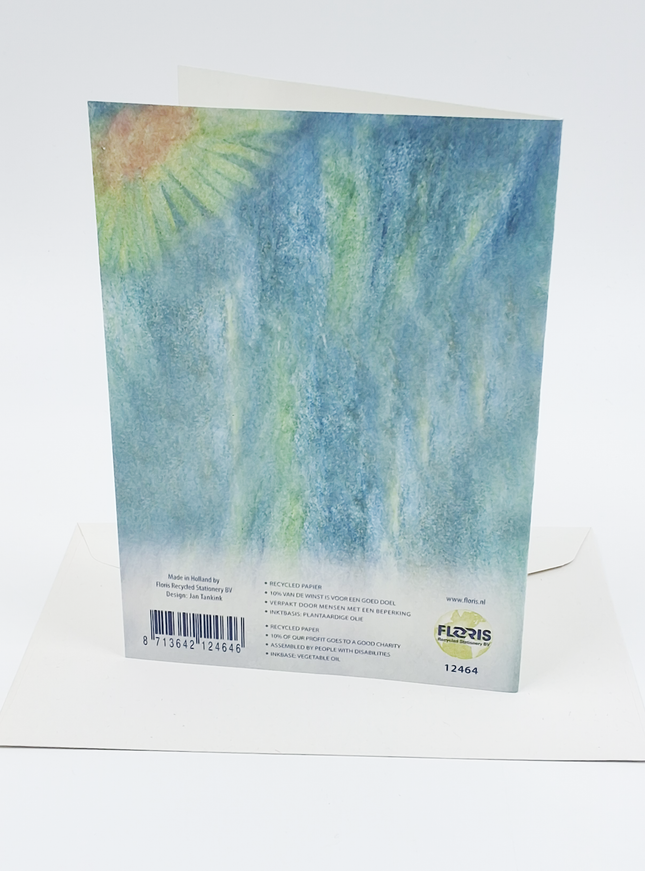 wenskaart gele bloem blauwtje