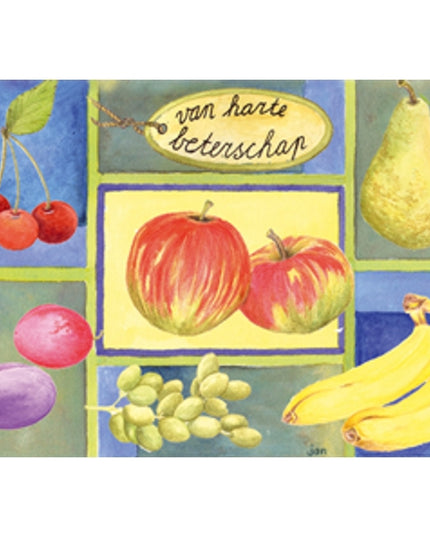 Wenskaart fruit, van harte beterschap