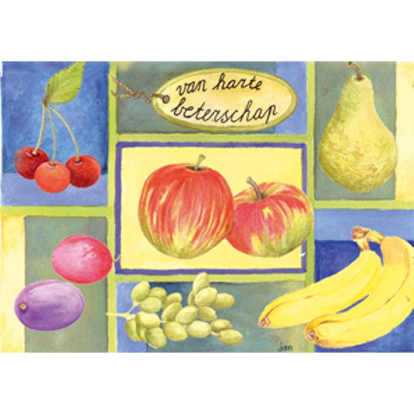 Wenskaart fruit, van harte beterschap