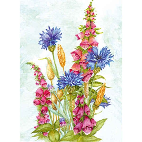 Wenskaart korenbloem ridderspoor