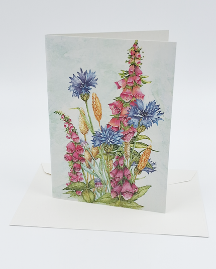 Wenskaart korenbloem ridderspoor