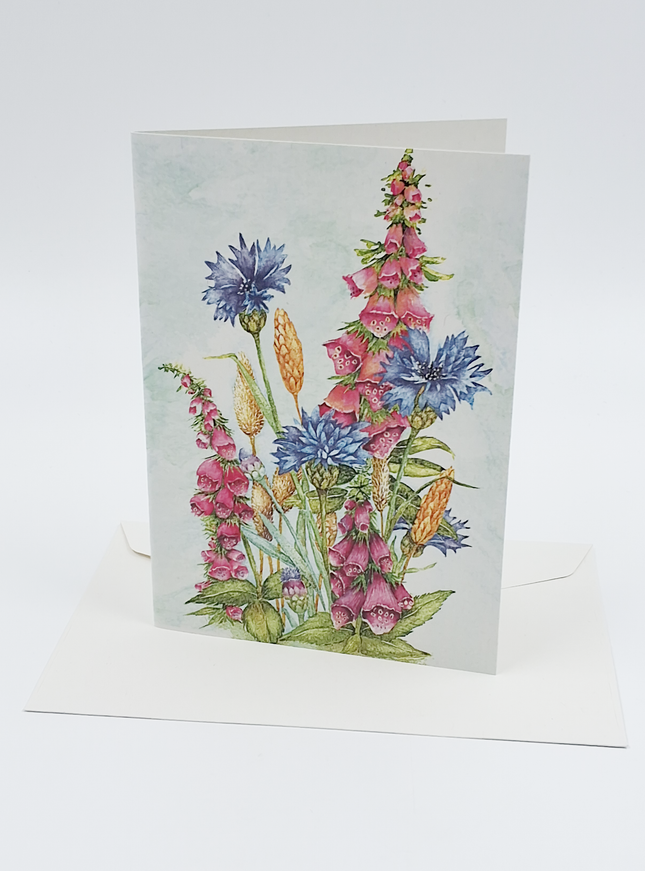 Wenskaart korenbloem ridderspoor