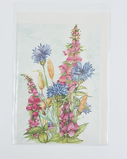 Wenskaart korenbloem ridderspoor