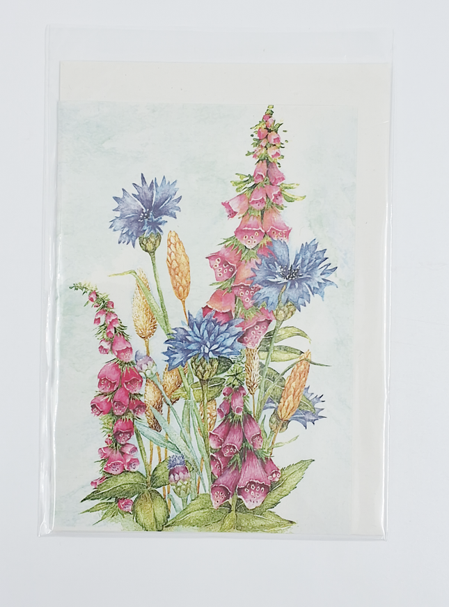 Wenskaart korenbloem ridderspoor