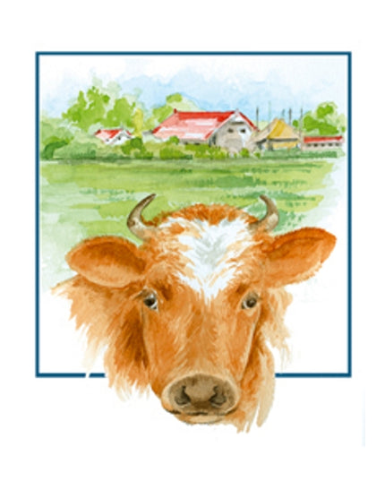 Wenskaart boerderij en koe