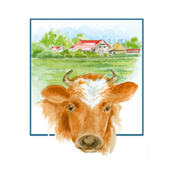 Wenskaart boerderij en koe