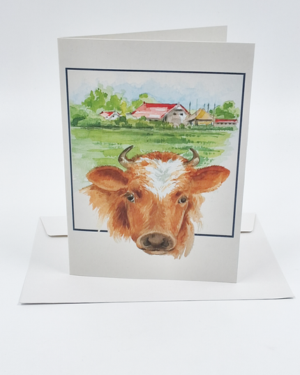 Wenskaart boerderij en koe