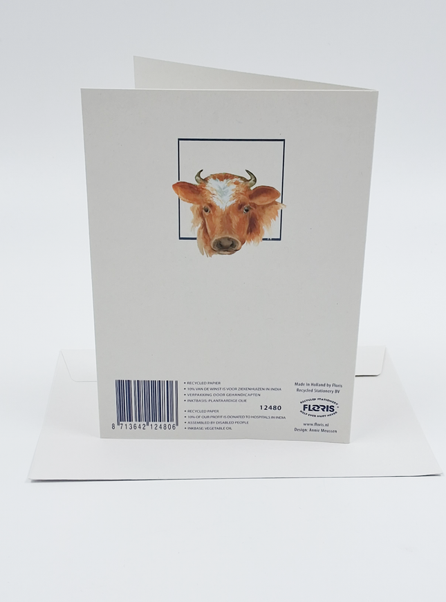 Wenskaart boerderij en koe
