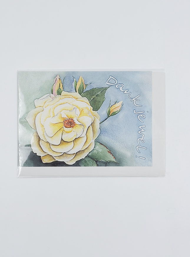 Wenskaart witte roos