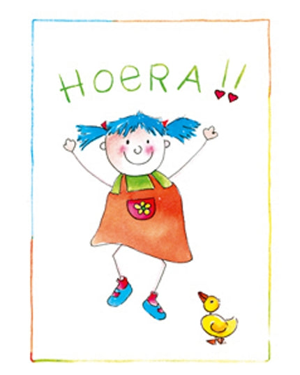 Wenskaart meisje hoera