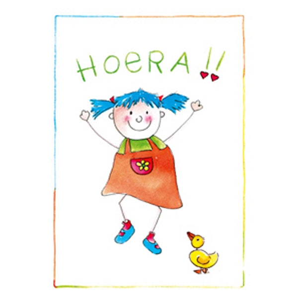 Wenskaart meisje hoera