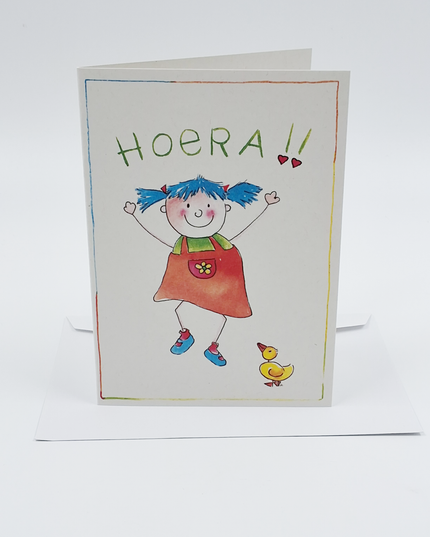 Wenskaart meisje hoera