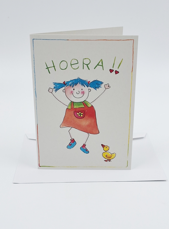 Wenskaart meisje hoera