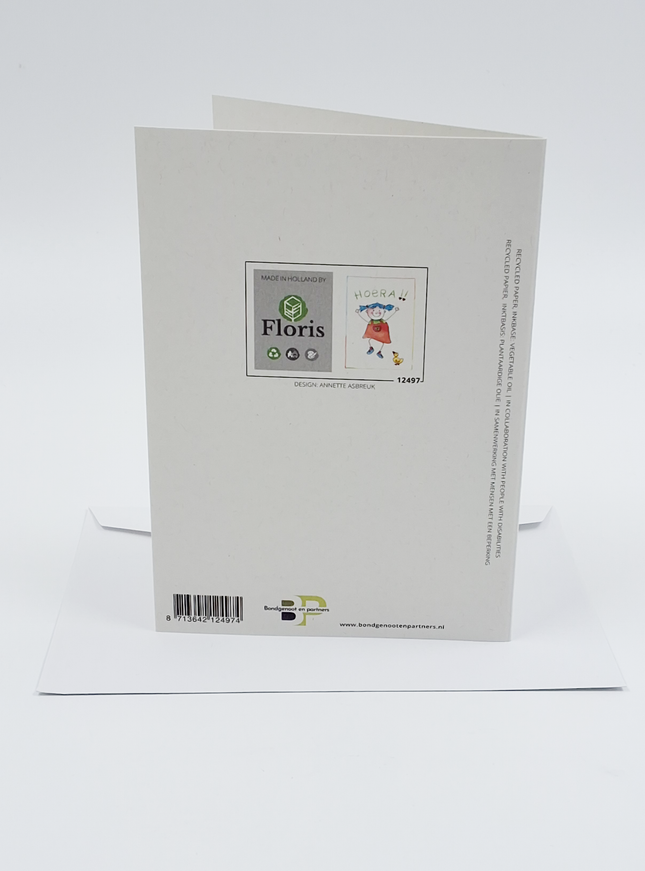 Wenskaart meisje hoera