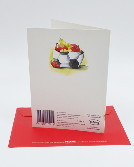 Wenskaart voetbal fruit, beterschap