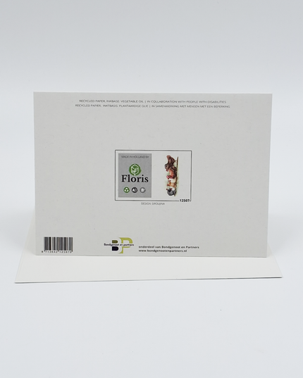 Wenskaart haan en kippen op stok