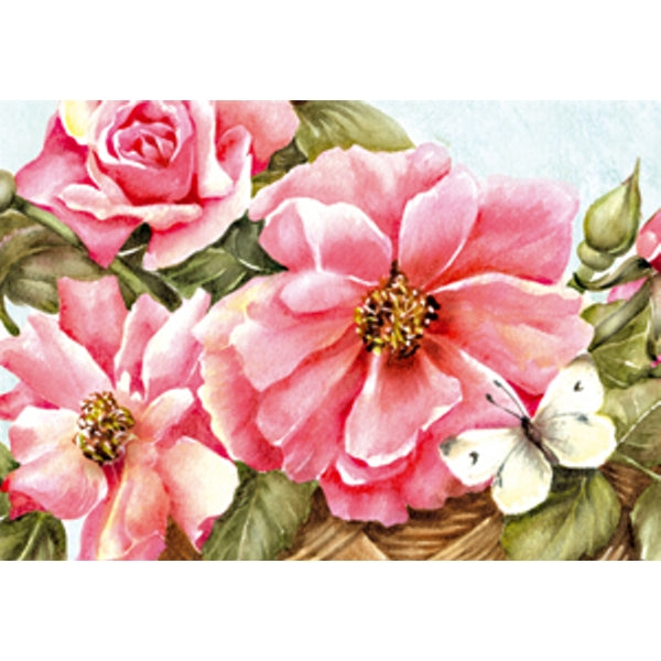 Wenskaart rose rozen vlinder